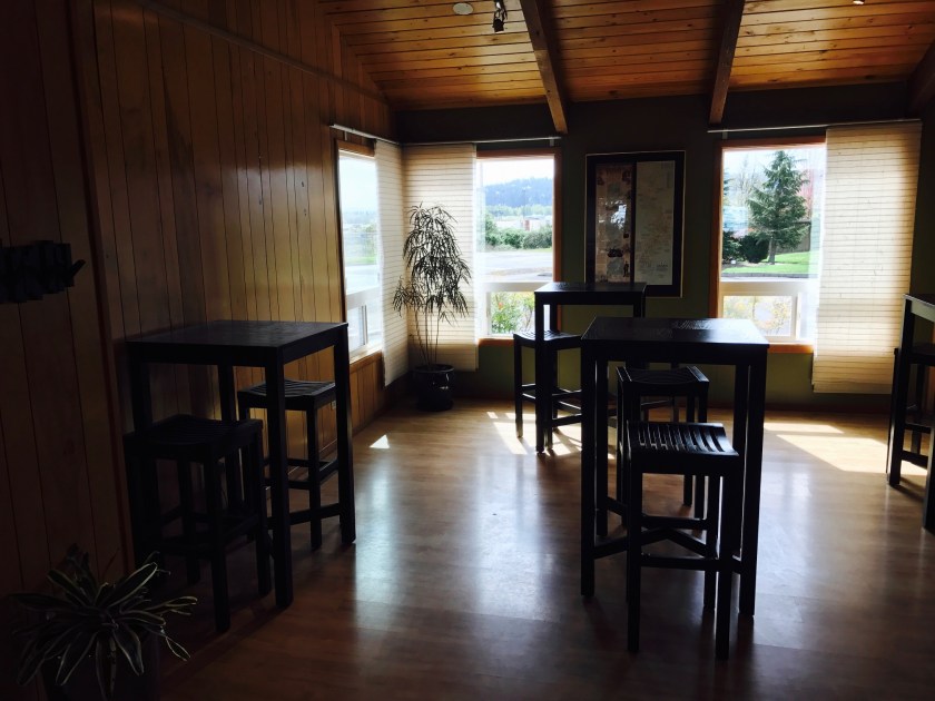 Tables inside tasting room
