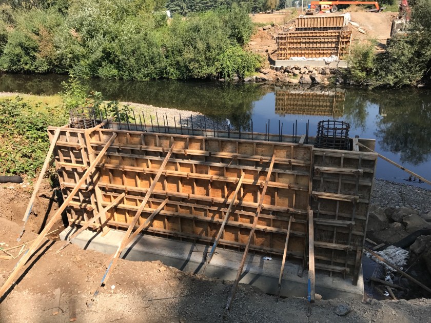 Closer view of new concrete supports