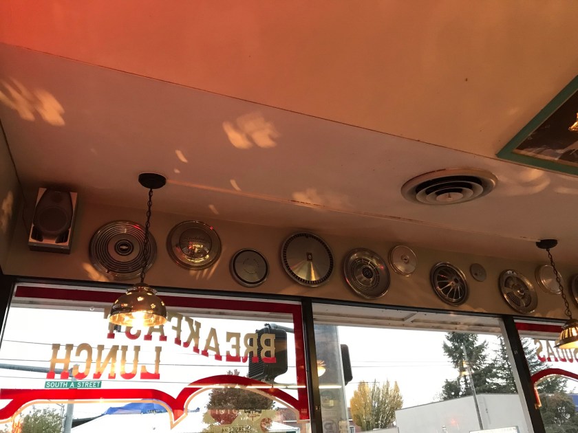 The hubcaps above the main window at Addi’s