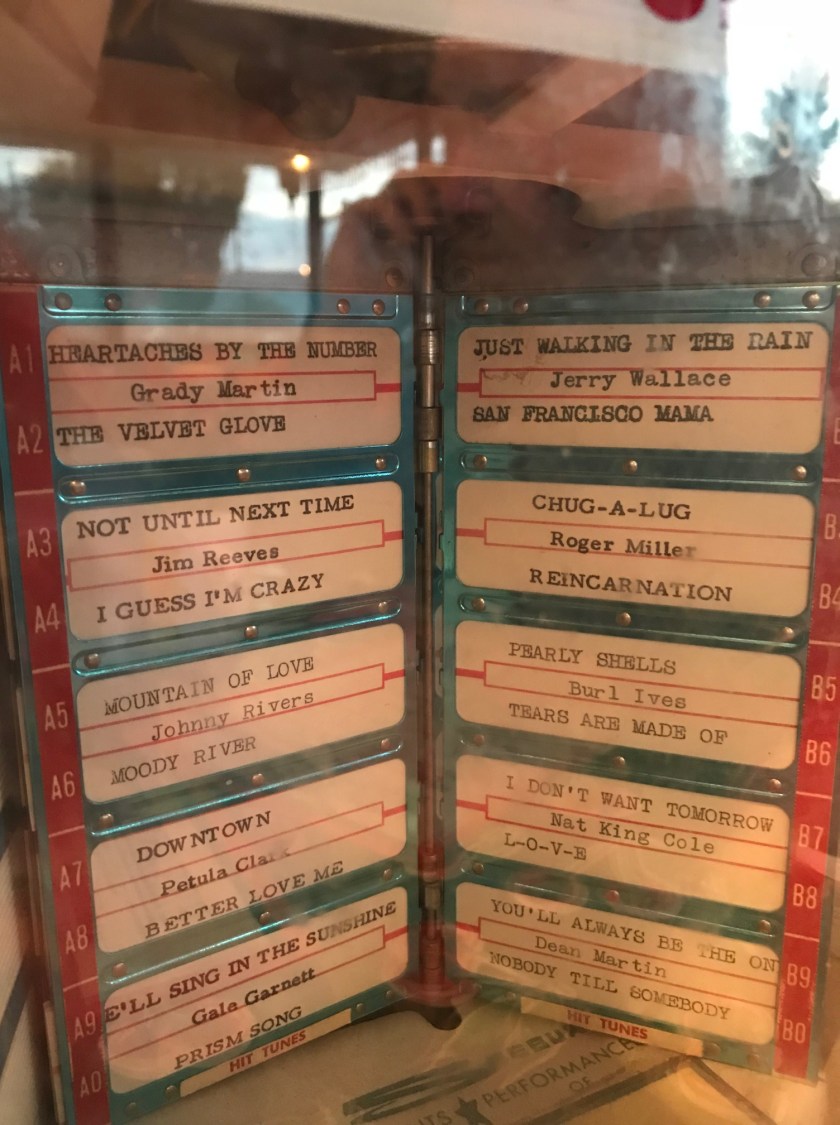 Song list on the small jukebox at the tables - just one page