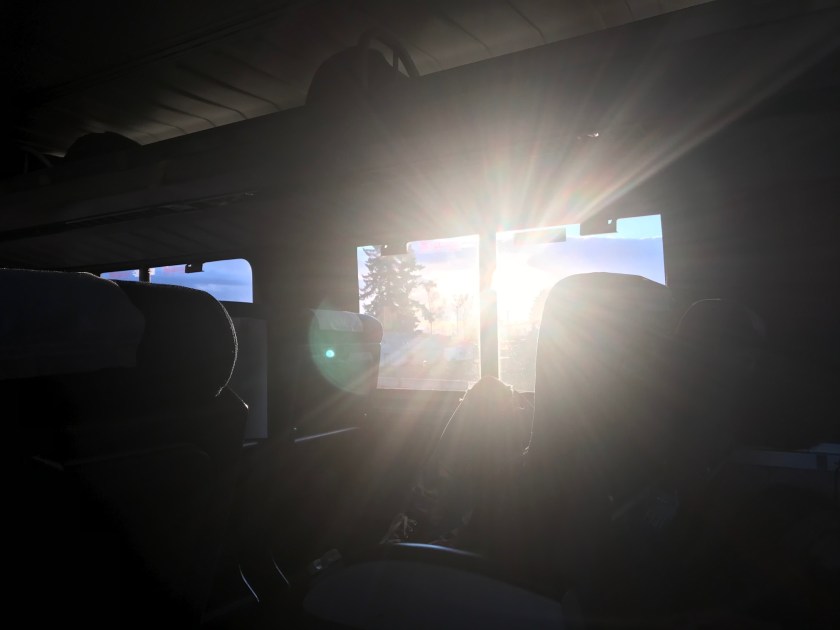 The two-thirty train from Portland is a fantastic way to appreciate the Willamette Valley Sun shining through the window looking south west