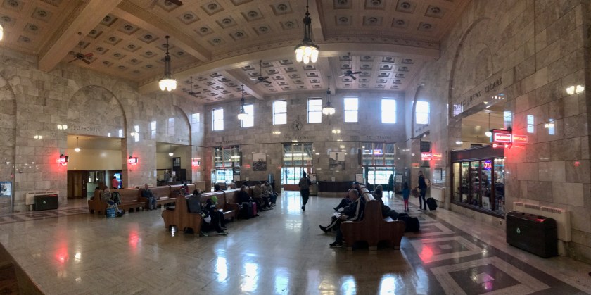 The waiting area for train boarding has super nice benches