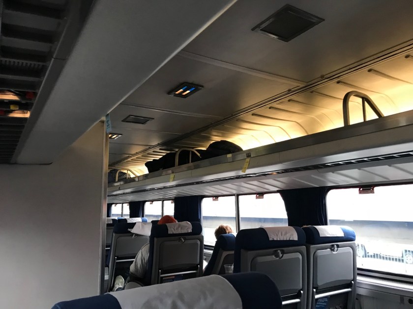 The passenger seating area is comfortable and roomy, but very similar to an airliner seating area