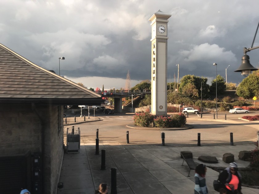 The stop in Albany features a nice clock tower - not as magnificent as the one at Union Station in Portland, but impressive nevertheless