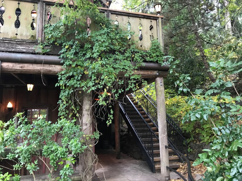 The exterior stairs is a way to access the upstairs seating area and the upstairs dining room