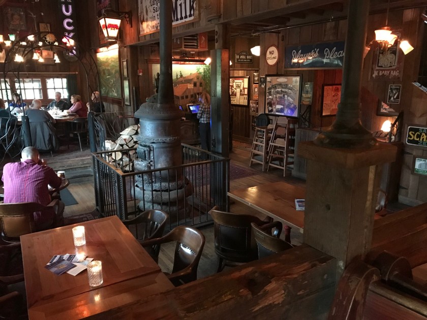 The enclosed stove is also wood-fueled and enhances the vintage look to the Rock Creek Tavern
