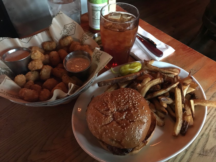 The blue cheese burger at McMenamins is super tasty as is the cajun tater tots and fresh fries