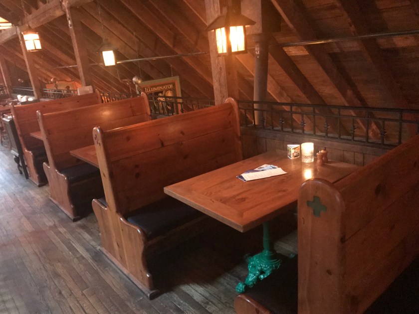 Booth seating on the second floor