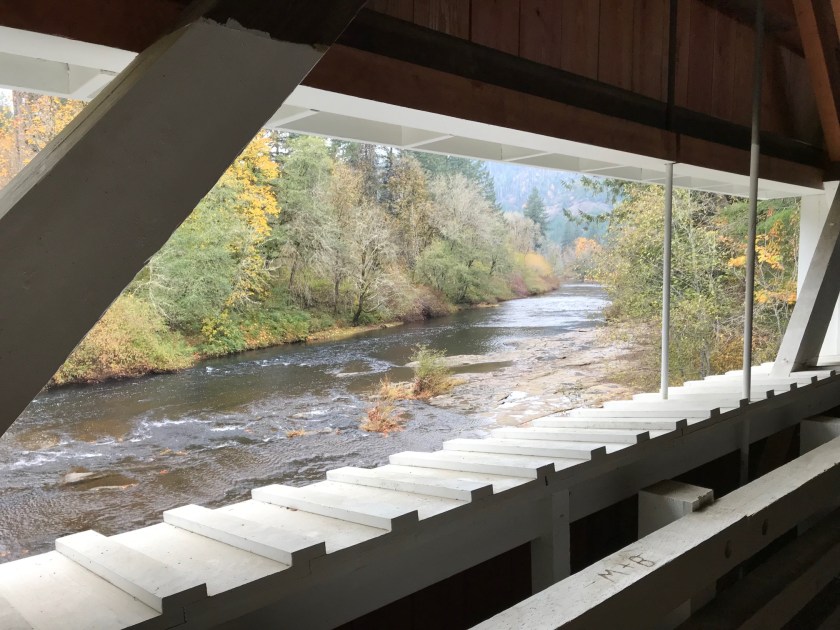 Looking out at the fall colors and beautiful river from the bridge