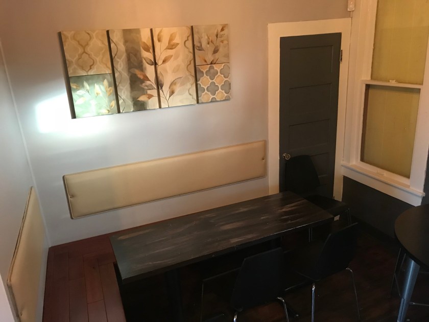 Near the coffee ordering station is a room that offers some privacy if patrons would like that