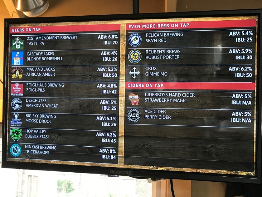 Burt has an electronic List of items on top easily seen near the electronic food menu